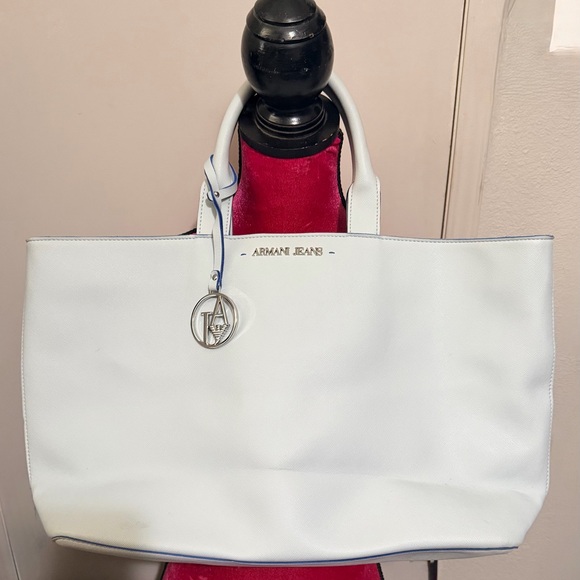 Armani Jeans Handbags - Armani Jeans White Leather Tote Bag